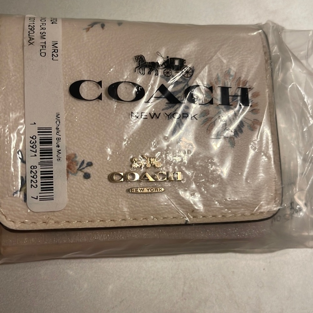 Coach Small Trifold Wallet with Dandelion Print